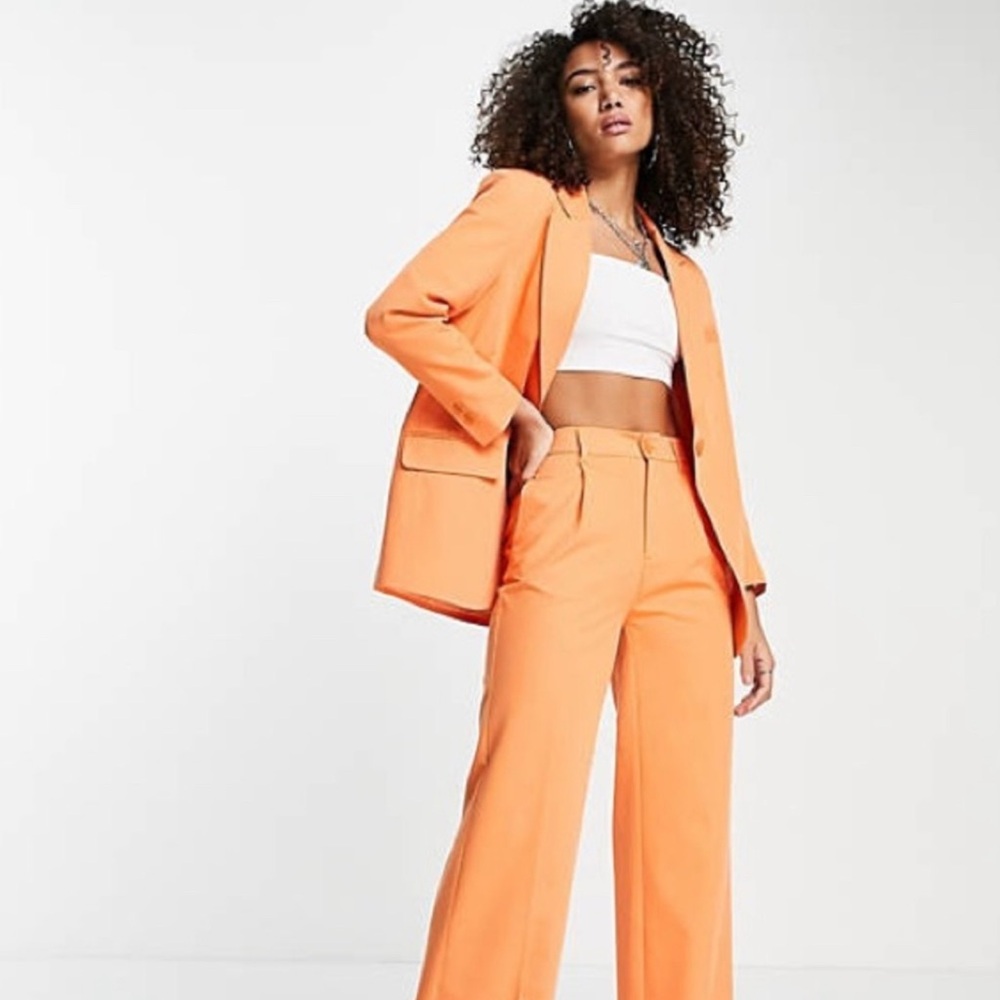 Bershka oversized orange lined blazer